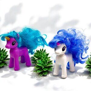 Zuru Sparkly Girlz White & Pink Unicorn Pony Horse W/Blue/Purple Hair Poseable